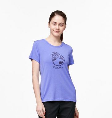 女彈性LOGO印花圓領上衣
