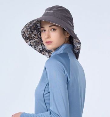 女抗UV印花雙面優雅遮陽帽